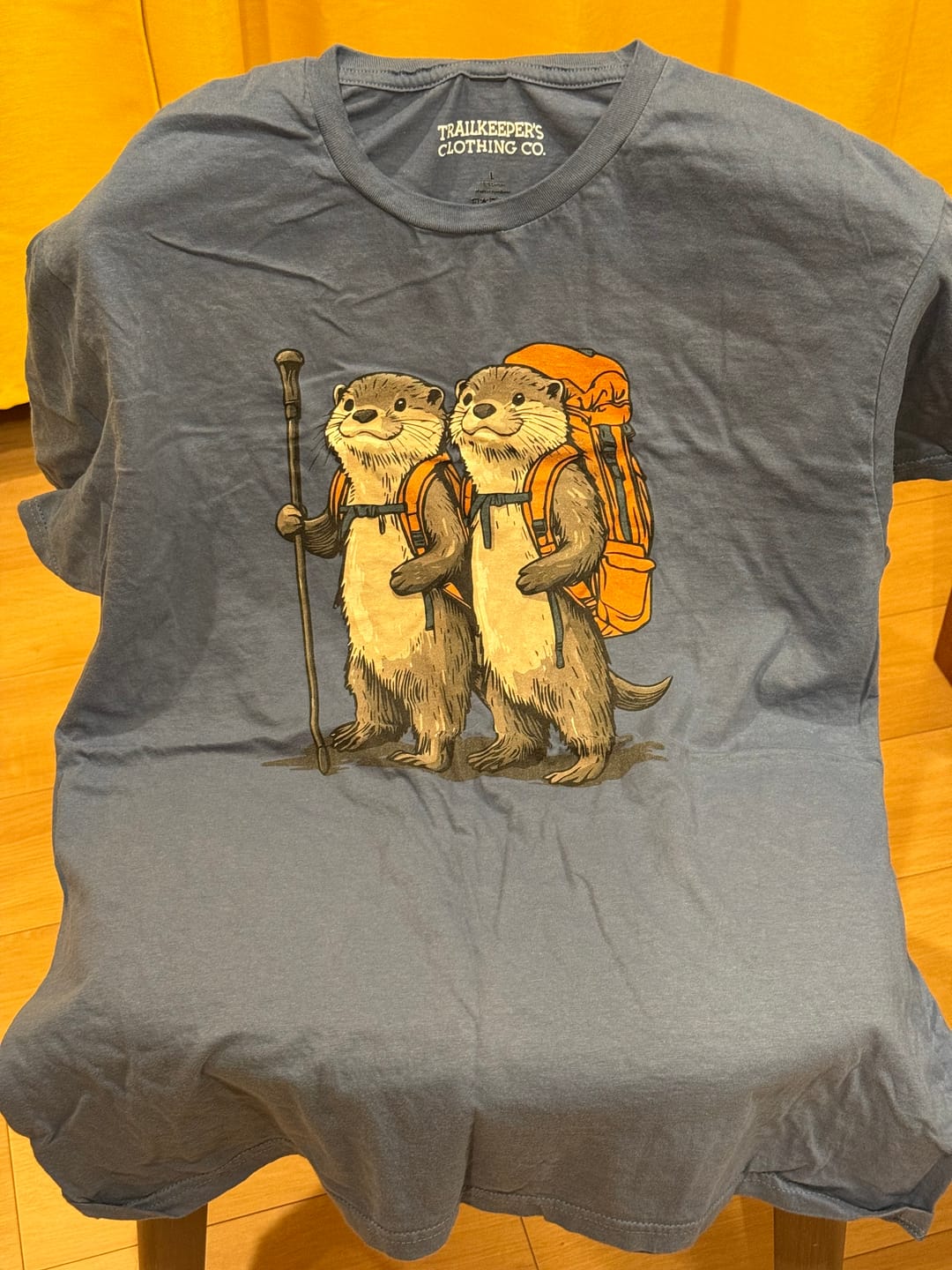 Customer photo review of Otter Backpacker Couple T-Shirt