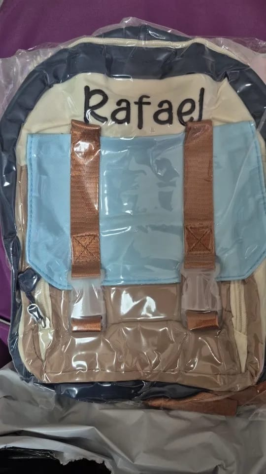Customer photo review of Mochila Pré-Escolar Personalizada com Nome Bordado