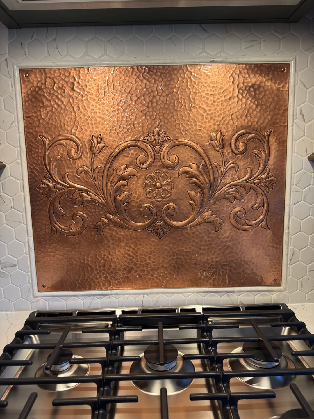 Customer photo review of Victorian Style Copper Kitchen Backsplash