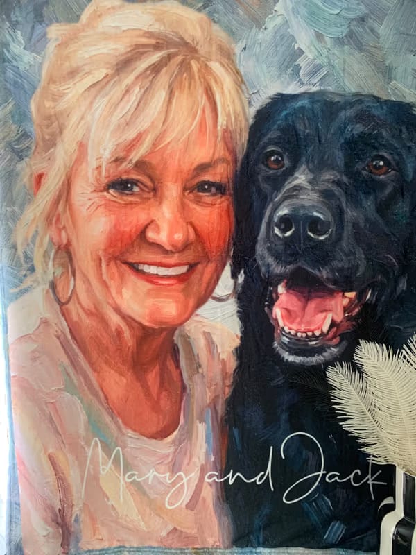 Customer photo review of Personalized Oil Painting Style Pet Photo Soft Throw Blanket with Name Home Decor Birthday Pet Memorial Gift for Pet Lovers