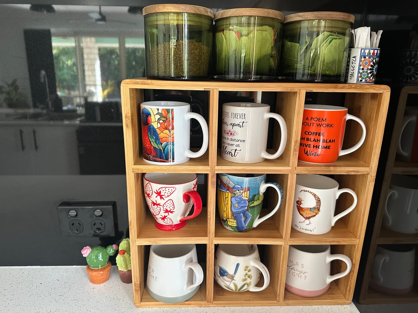 Customer photo review of Coffee Tea Mug Cup Display Shelf (9 Cube)