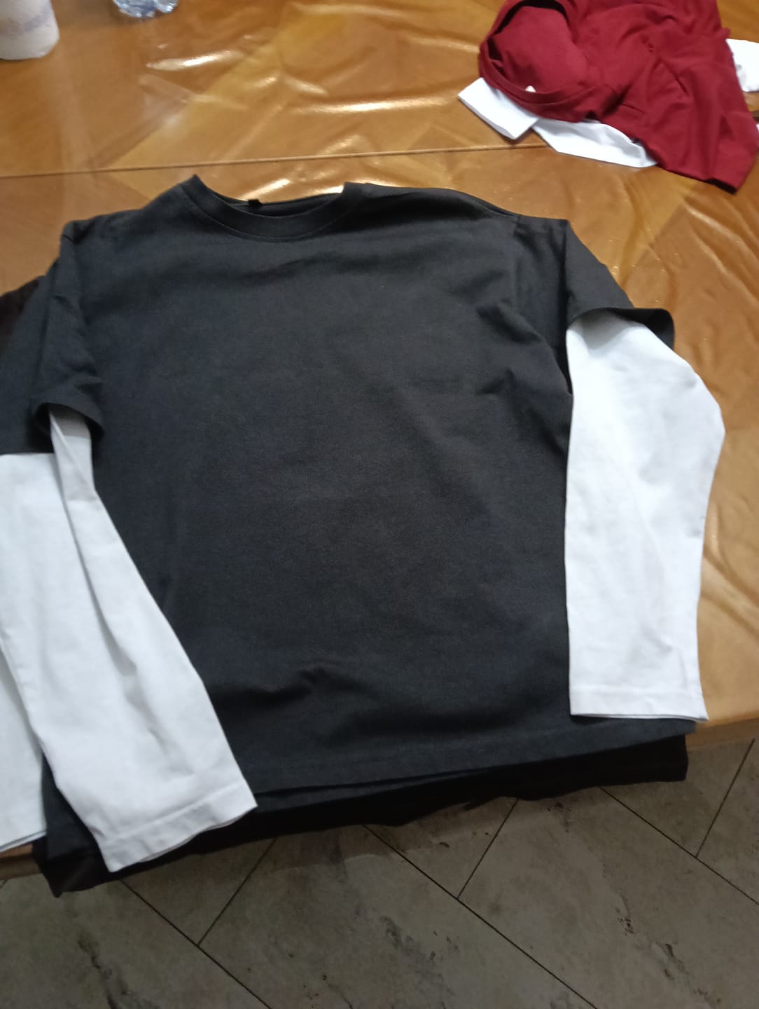 Customer photo review of Double Long Sleeve Bicolor Dark Grey