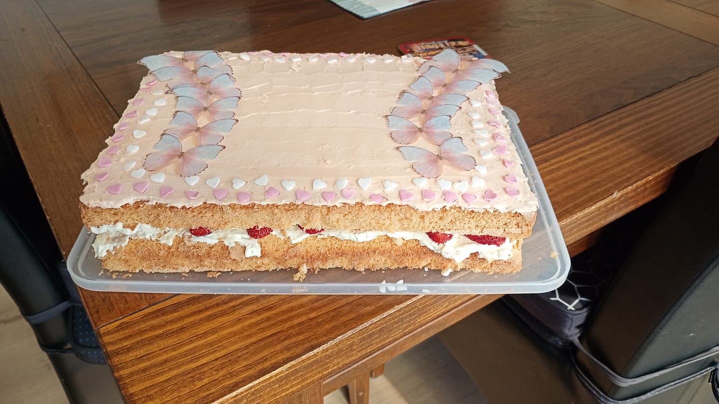 Customer photo review of Purple & Pink Edible Wafer Butterflies - Mix sizes - 17pcs