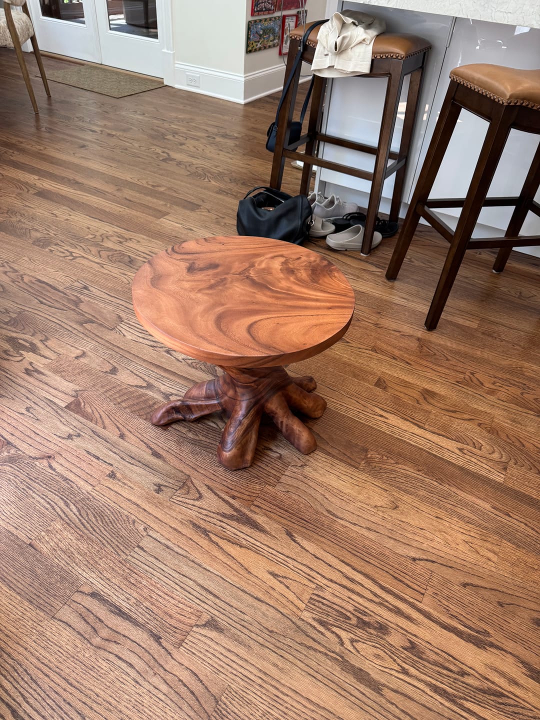 Customer photo review of Rustic Solid Wood End Table For Living Room Stylish Wall Display