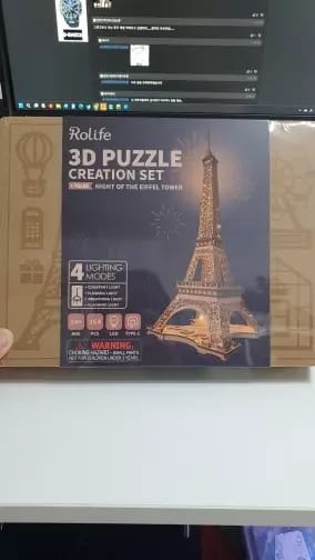 Customer photo review of Rolife Night of the Eiffel Tower 3D Wooden Puzzle