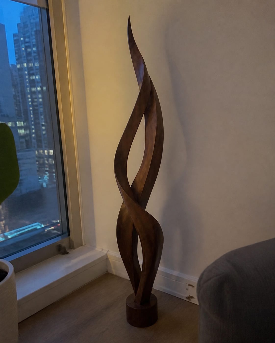 Customer photo review of Large Wood Sculpture | Entwined Flames