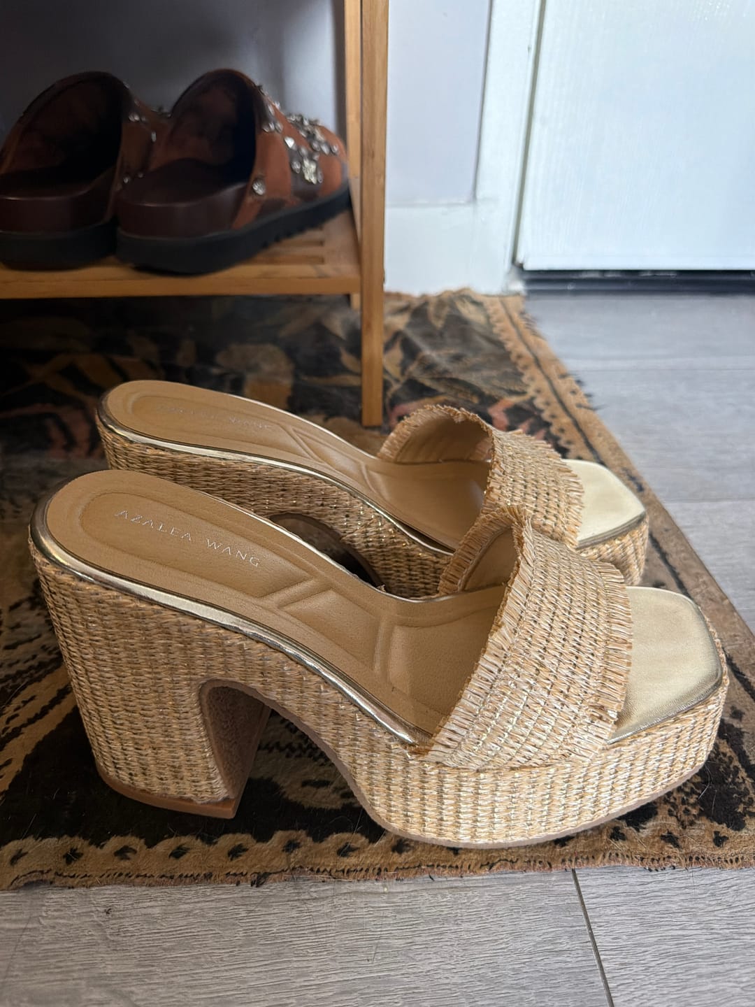 Customer photo review of ANIKET-BEIGE WICKER PLATFORM SANDAL