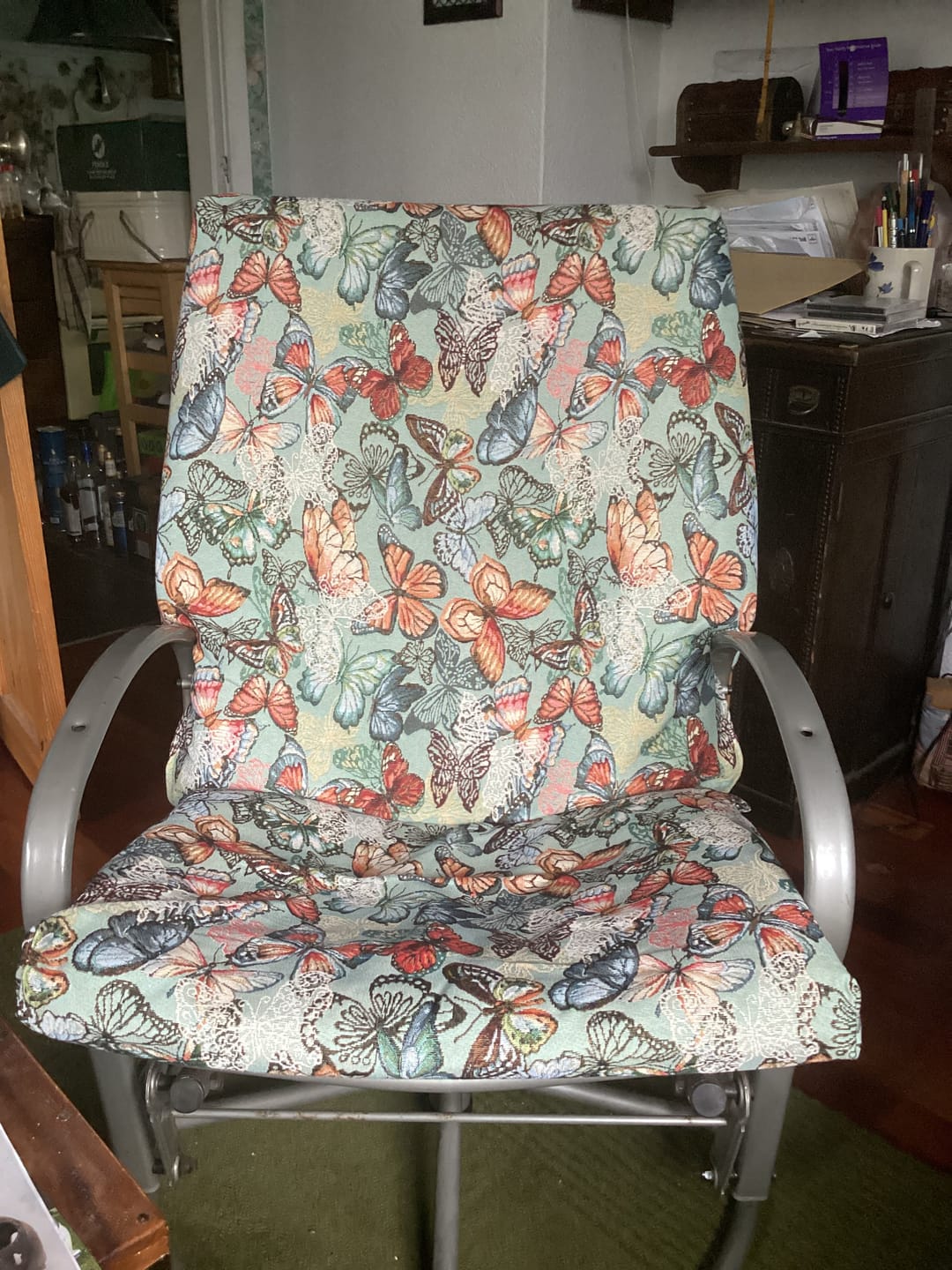 Customer photo review of Butterflies on Green Tapestry Fabric