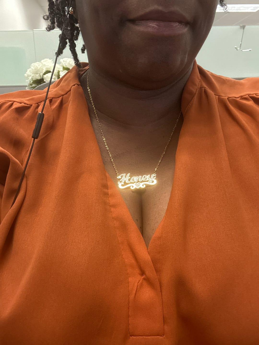Customer photo review of Iced Heart Name Necklace