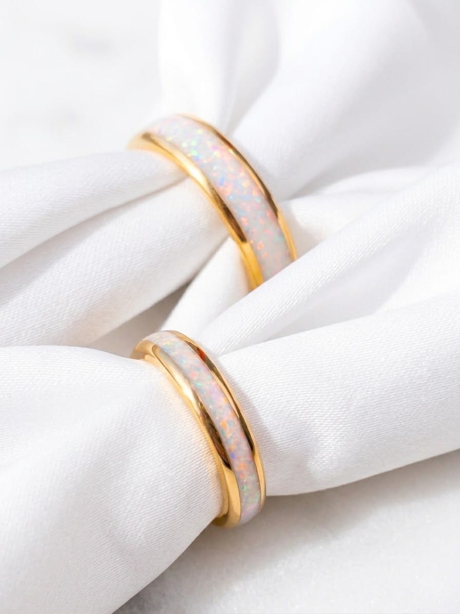Customer photo review of The Golden White Opal Wonder Ring Set