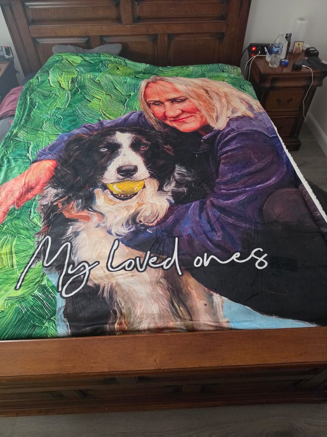 Customer photo review of Personalized Oil Painting Style Pet Photo Soft Throw Blanket with Name Home Decor Birthday Pet Memorial Gift for Pet Lovers