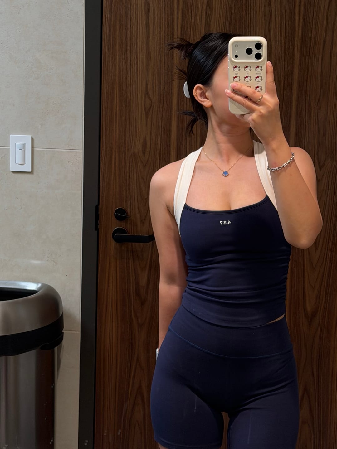 Customer photo review of The Sculpt Tank Navy & Cream