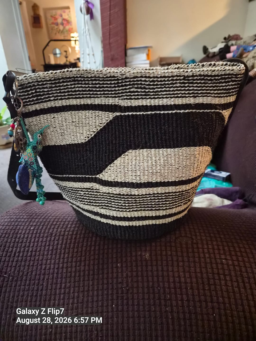 Customer photo review of Moonlit Mara Patterned Sisal Purse