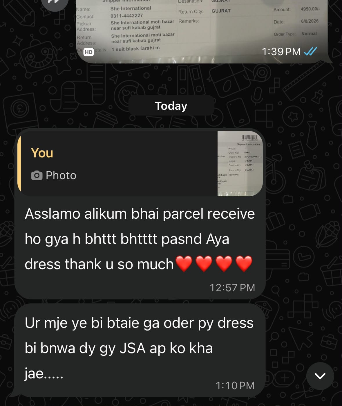 Customer photo review of Noir & Noor | Black 3 Piece Suit with Silver Zari Embroidery and Sheer Dupatta