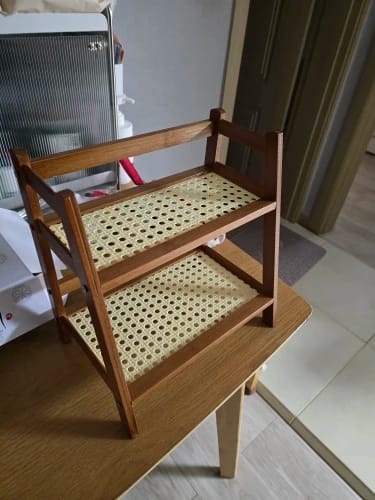 Customer photo review of 2-Layer Bamboo Countertop Organizer Coffee Cup Holder for Kitchen & Home
