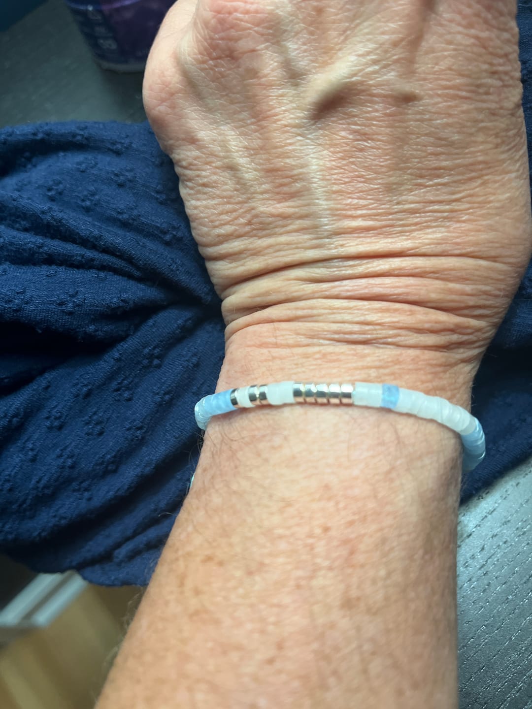 Customer photo review of Autism Mom Aquamarine Morse Code Bracelet