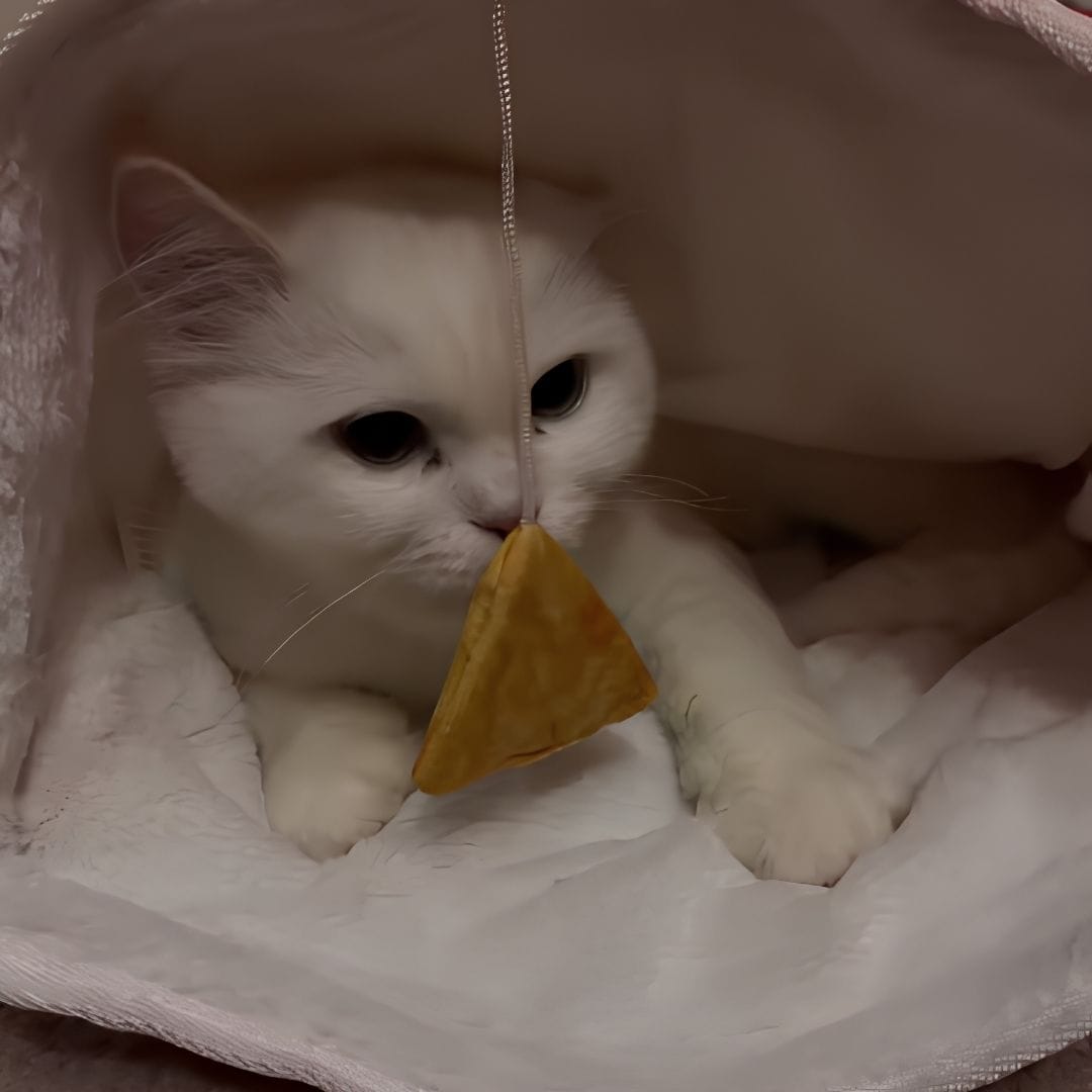 Customer photo review of Crinkle Cat Bed