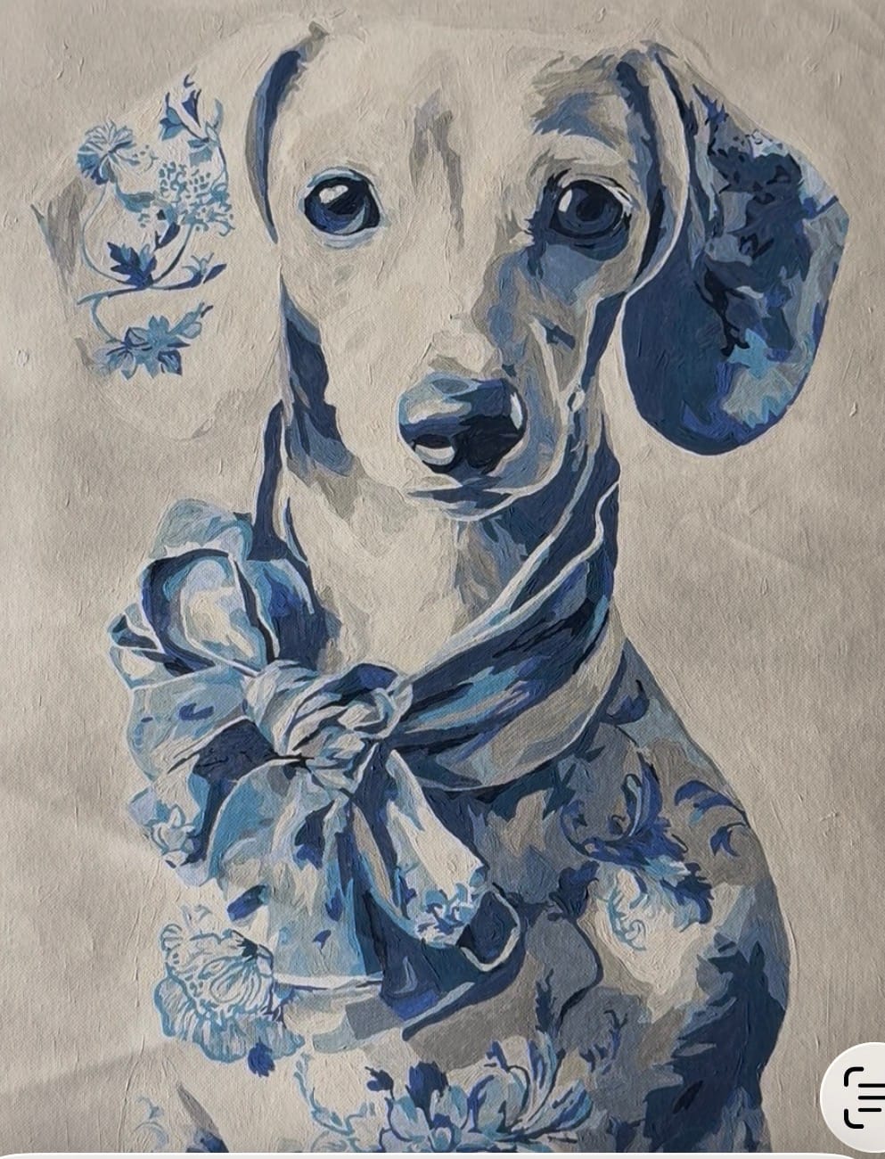 Customer photo review of Delft Blue Dachshund | Paint by Number