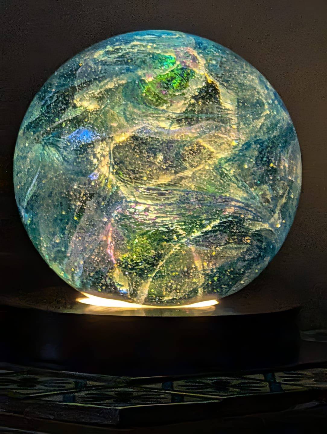 Customer photo review of Dichroic Explosion Orb with Cremation Ash