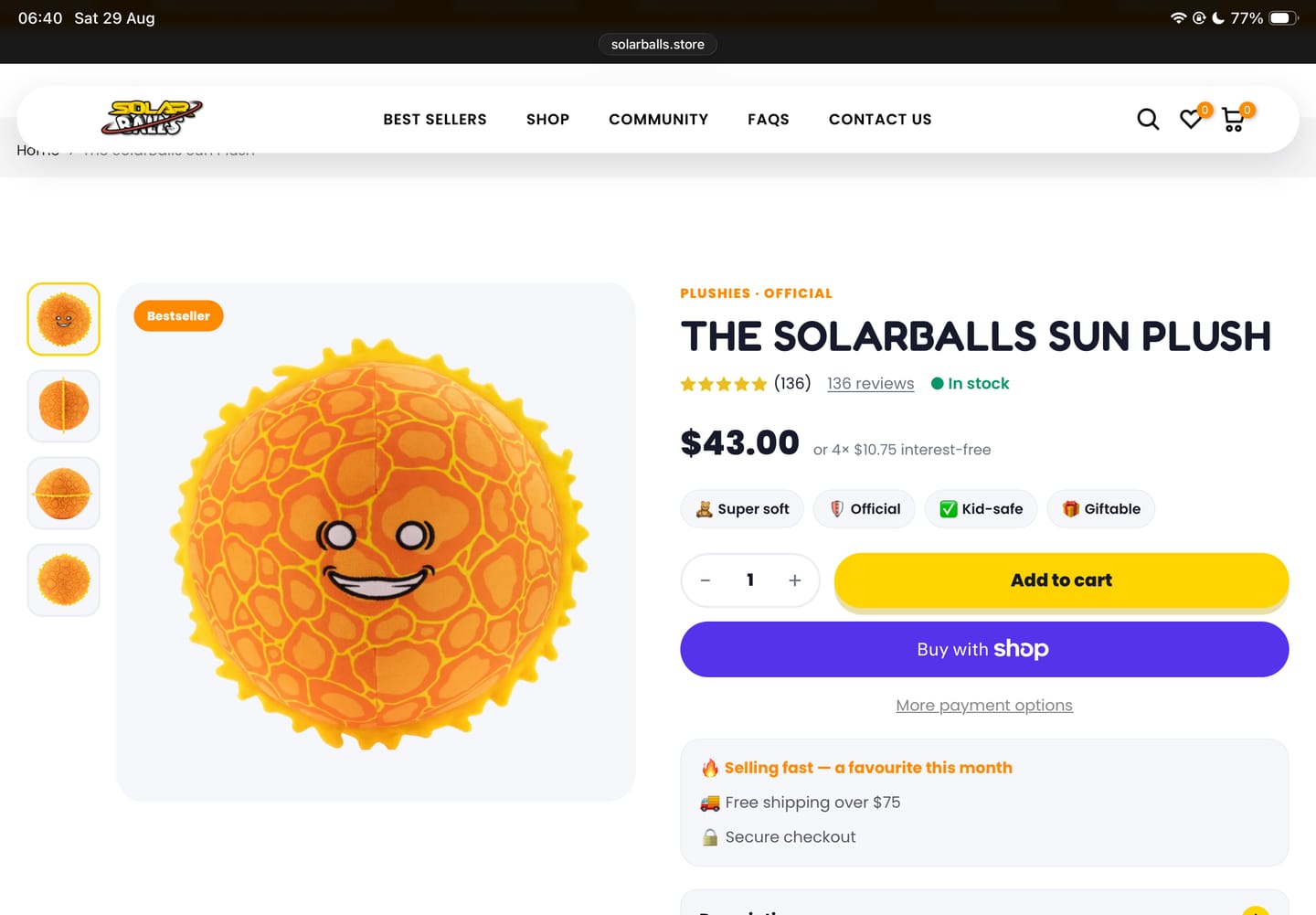 Customer photo review of The SolarBalls Sun Plush