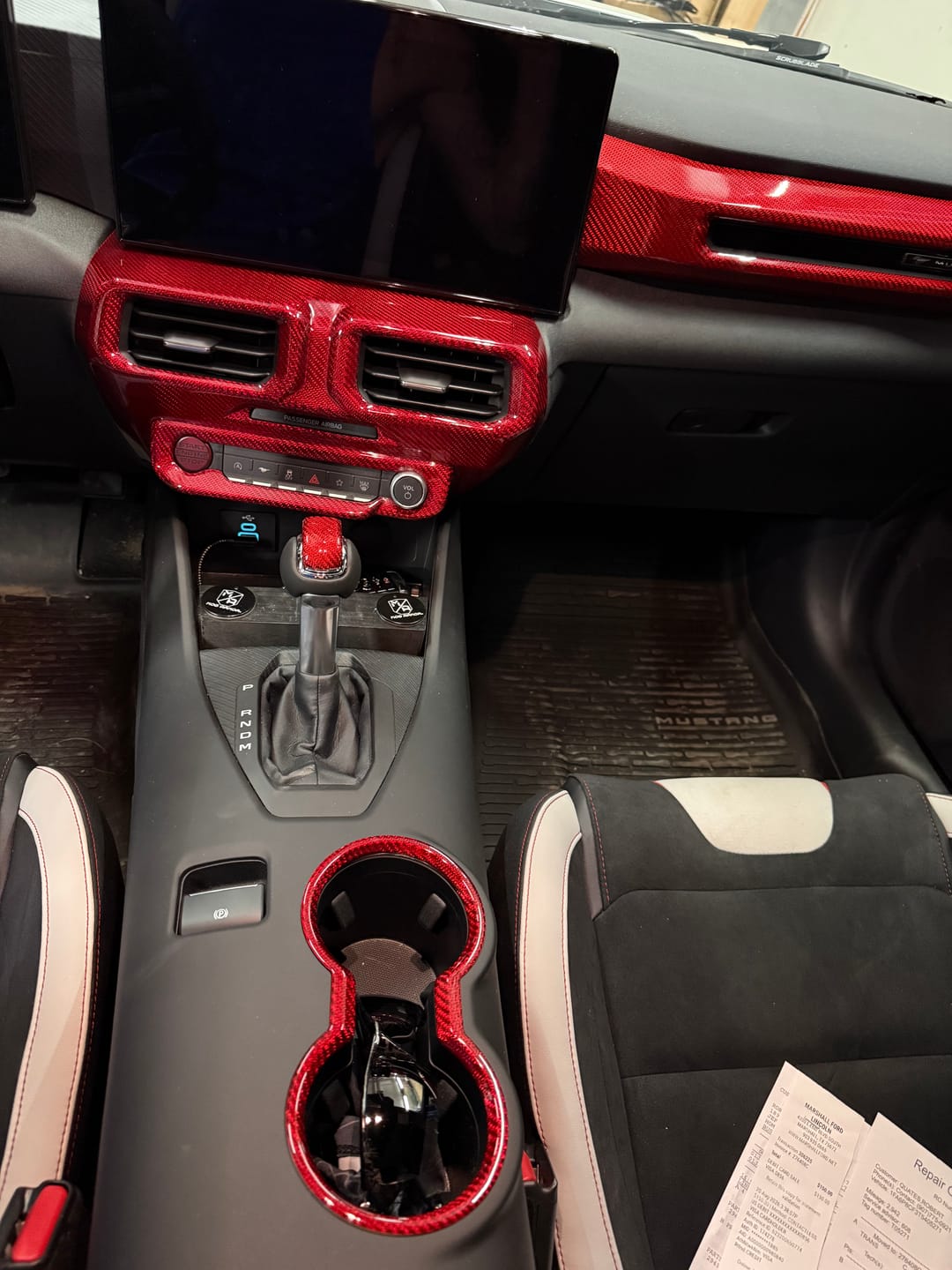 Customer photo review of Real Carbon Fiber Center Dashboard A/C Vent Trim Cover for 2024+ Ford Mustang