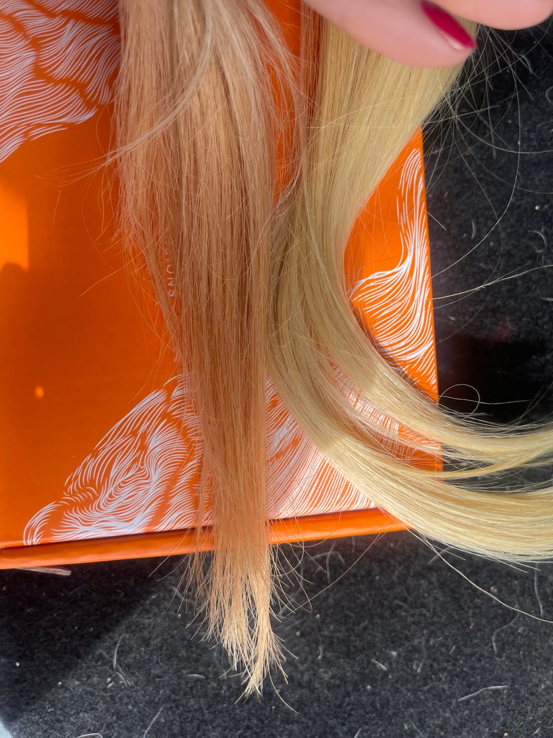 Customer photo review of Virgin Genius Weft Hair Extensions Balayage Blonde #18/22/60