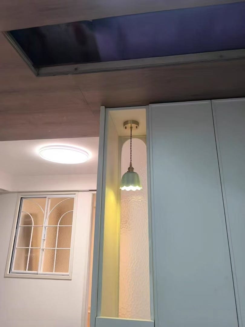 Customer photo review of Celestine Floral Scalloped Ceramic Pendant Light