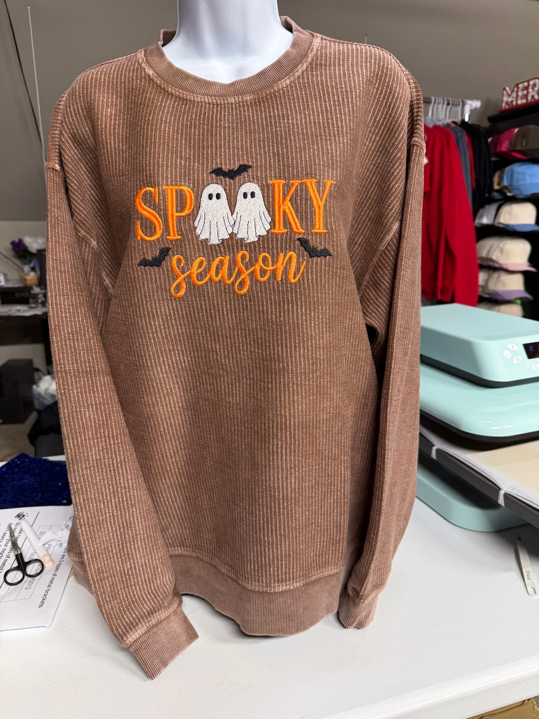 Customer photo review of Adult Oversized Corded Crew Sweatshirt