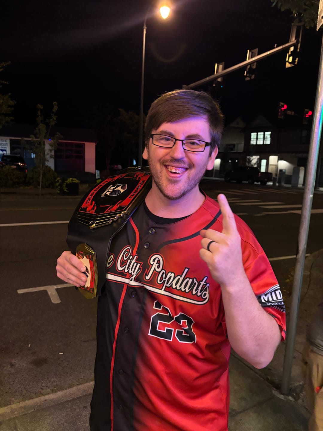 Customer photo review of Custom Red White-Black Gradient Fashion Authentic Baseball Jersey