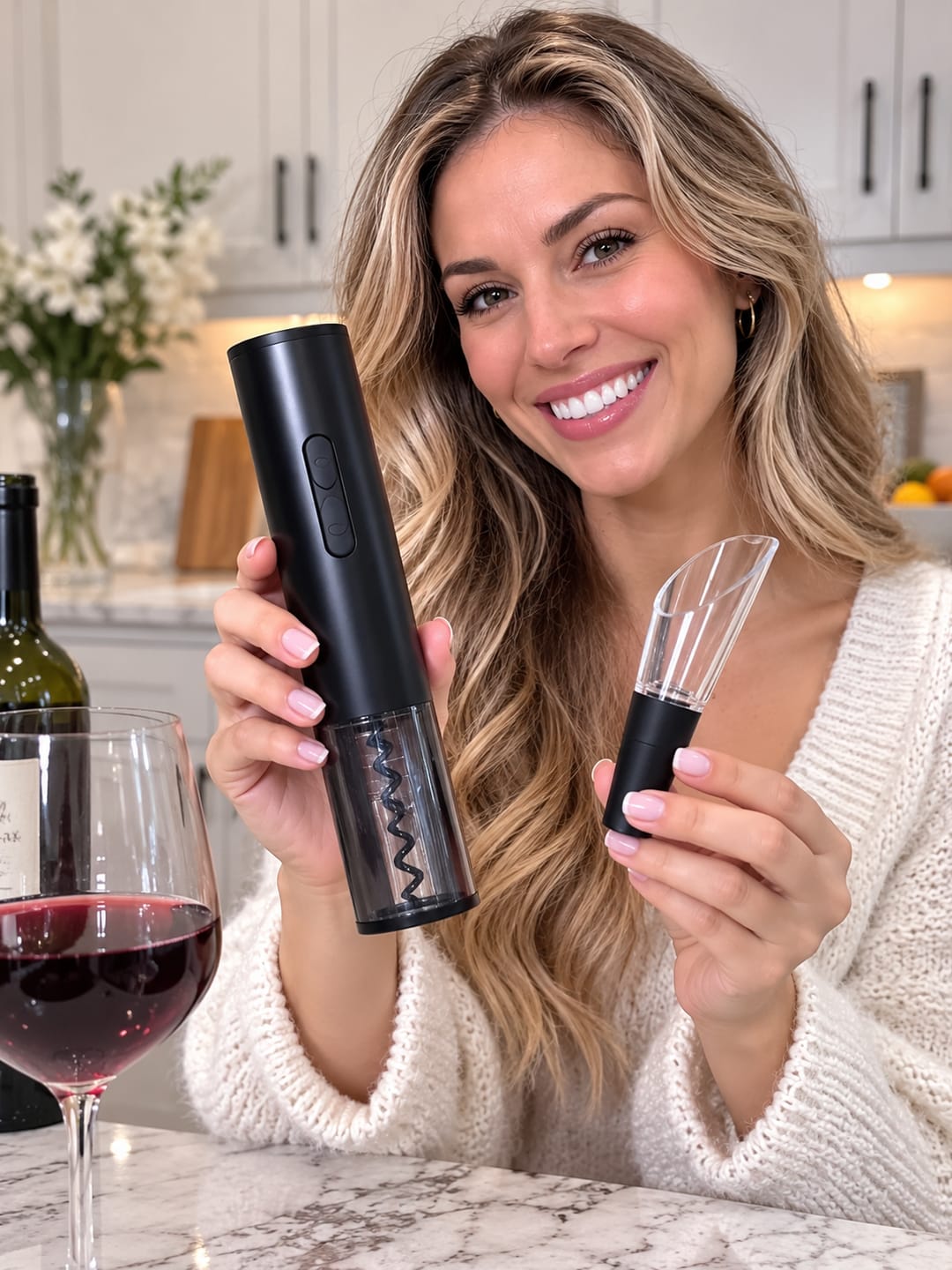 Customer photo review of LuxeWine Electric Opener & Wine Preservation Gift Set