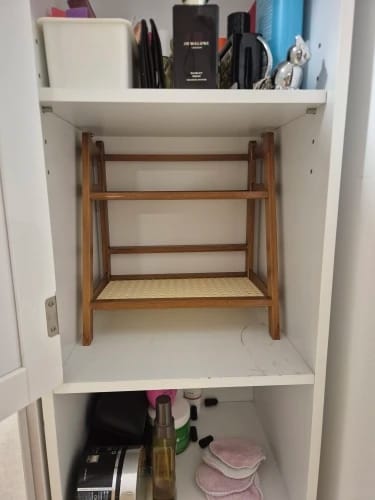 Customer photo review of 2-Layer Bamboo Countertop Organizer Coffee Cup Holder for Kitchen & Home