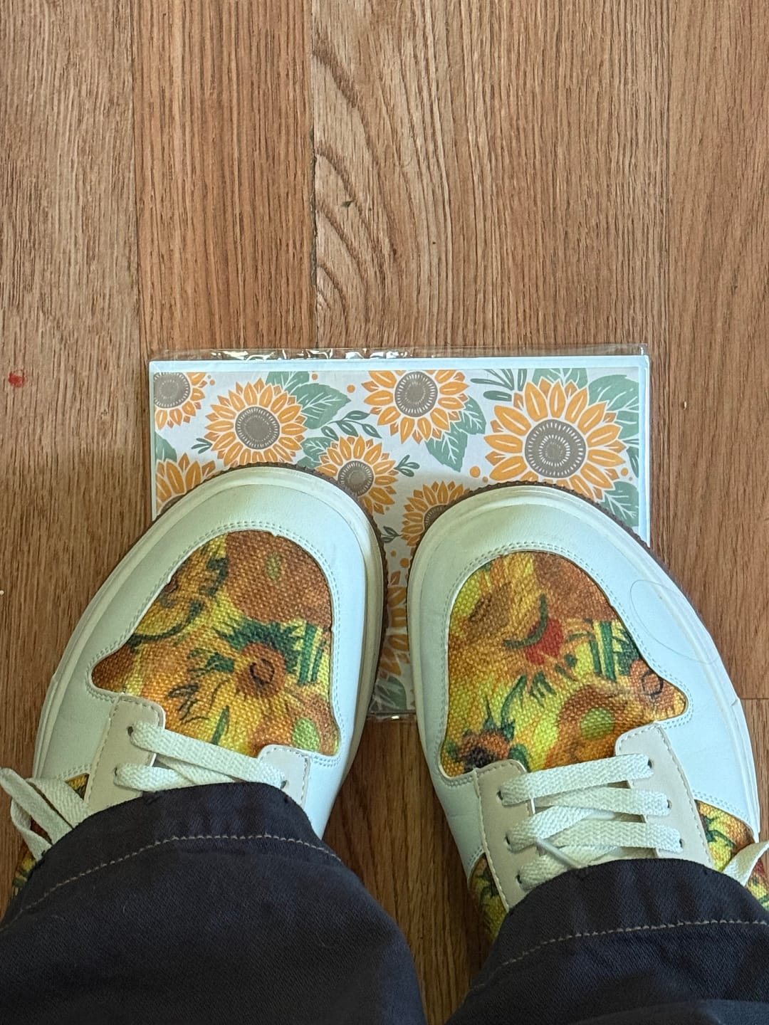 Customer photo review of Van Gogh Sunflowers inspired sneakers