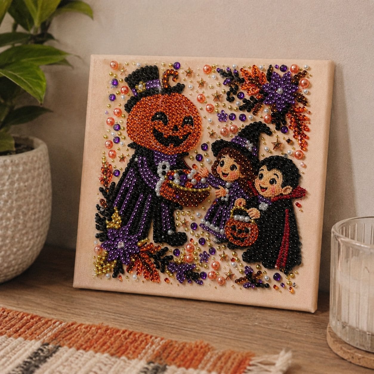 Customer photo review of Pearl Diamond Painting Kit - Pumpkin Man Giving Candies
