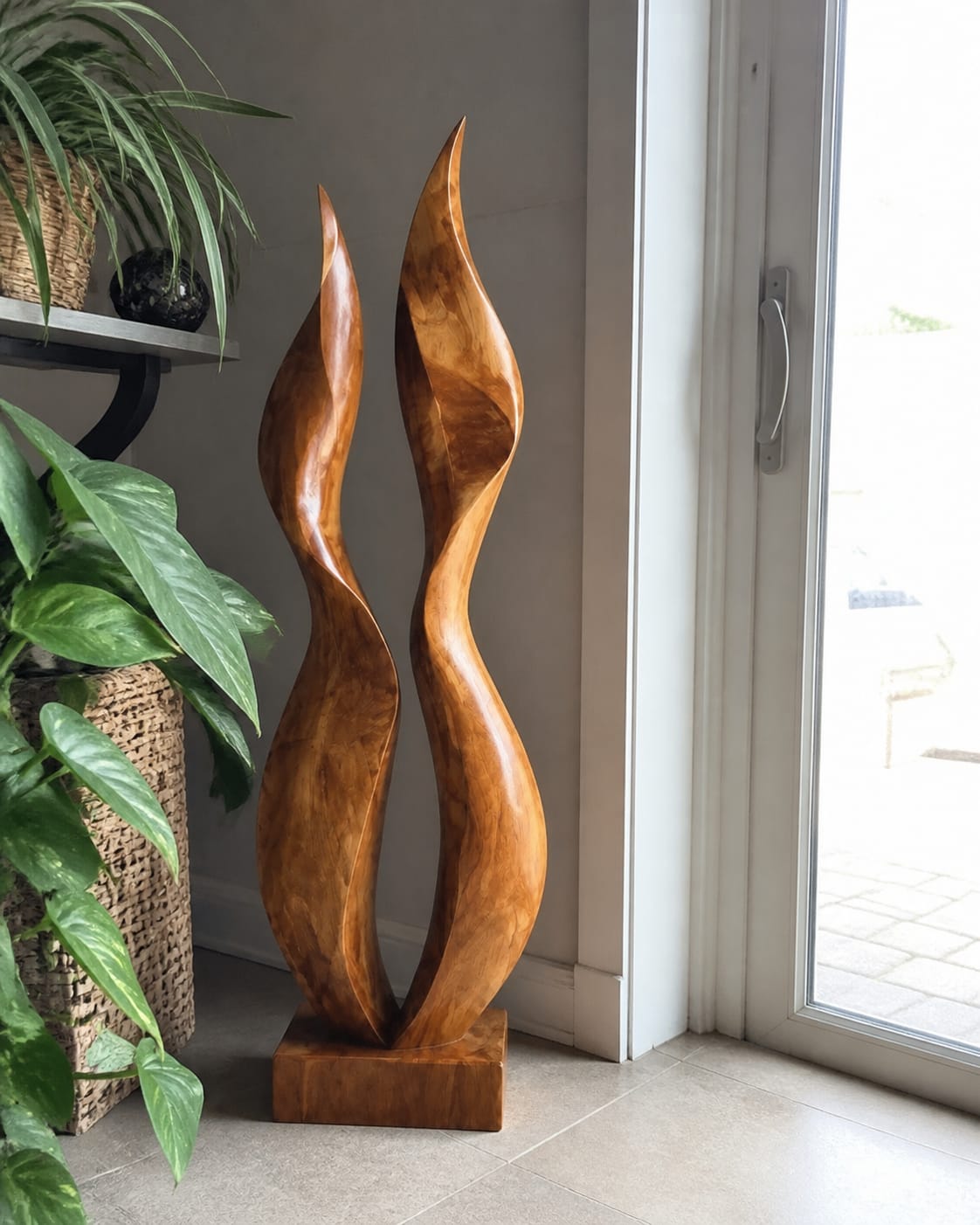 Customer photo review of Large Wood Sculpture | Entwined Flames