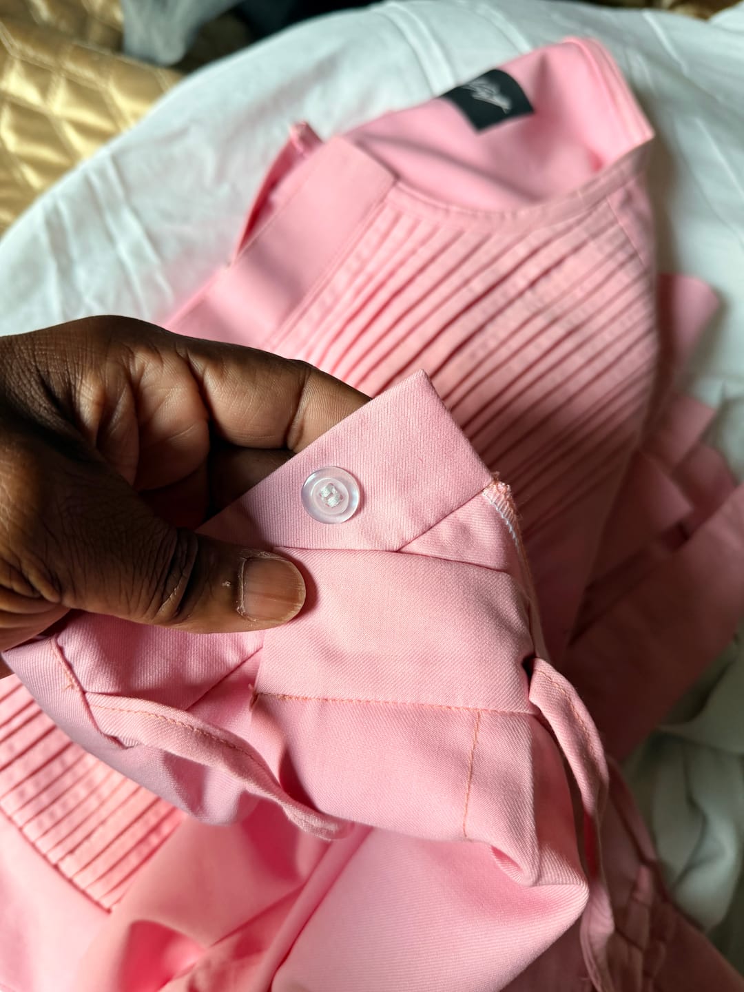 Customer photo review of Pink Kaftan with ruffle flap