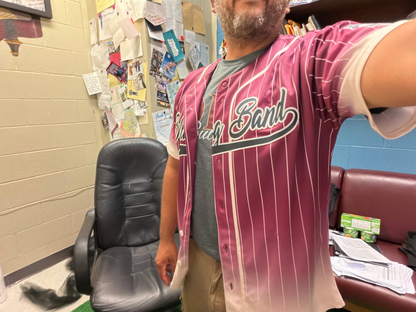 Customer photo review of Custom Maroon Cream Gradient Stripe Fashion Authentic Baseball Jersey