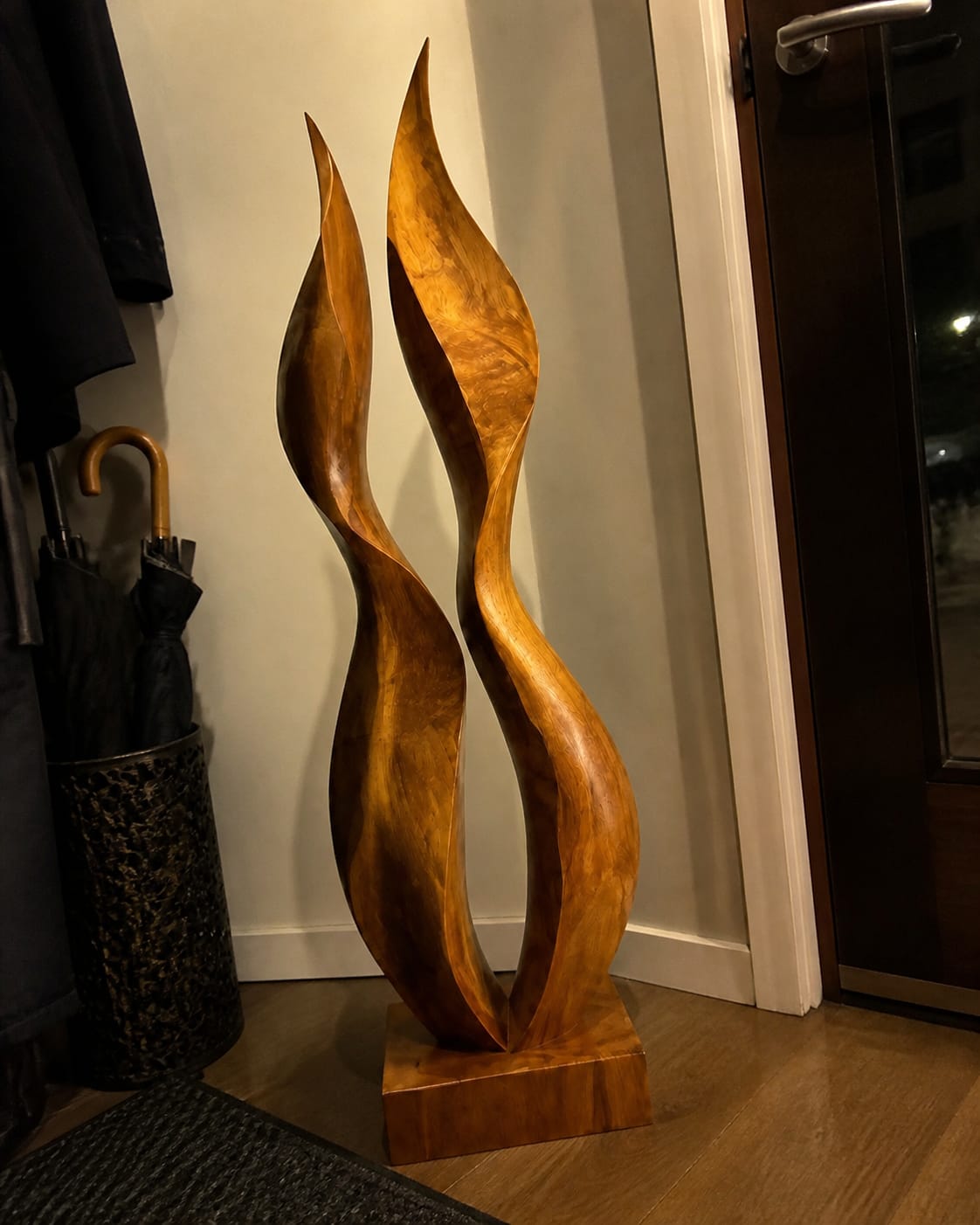 Customer photo review of Large Wood Sculpture | Loop Twist Form