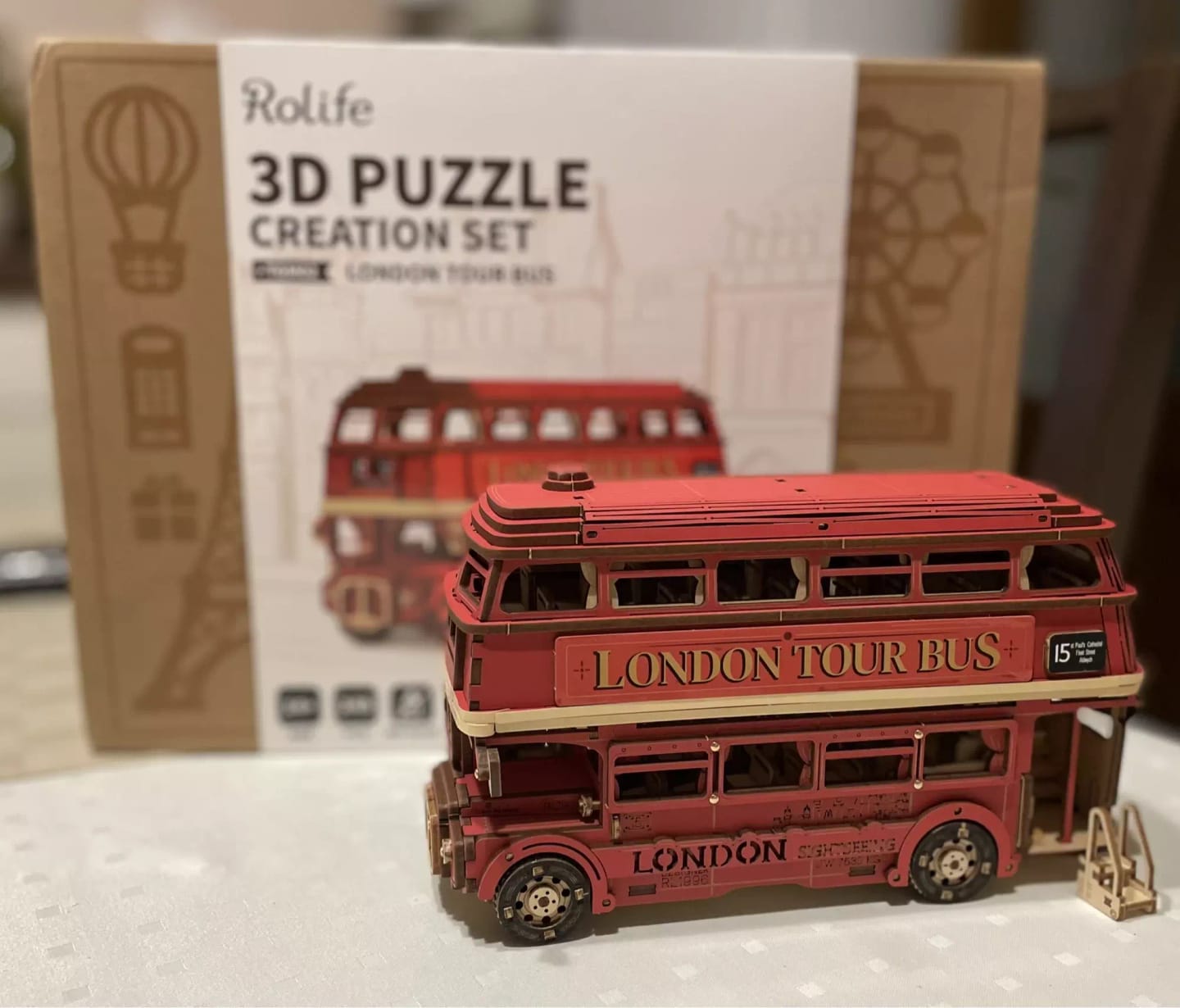 Customer photo review of Rolife London Tour Bus 3D Wooden Puzzle