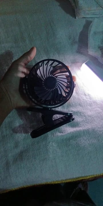 Customer photo review of HOMEFISH Portable Rechargeable Clip Fan 720° Rotatable Hanging Fan with Night Light Air Cooler for Outdoor Camping Ventilador
