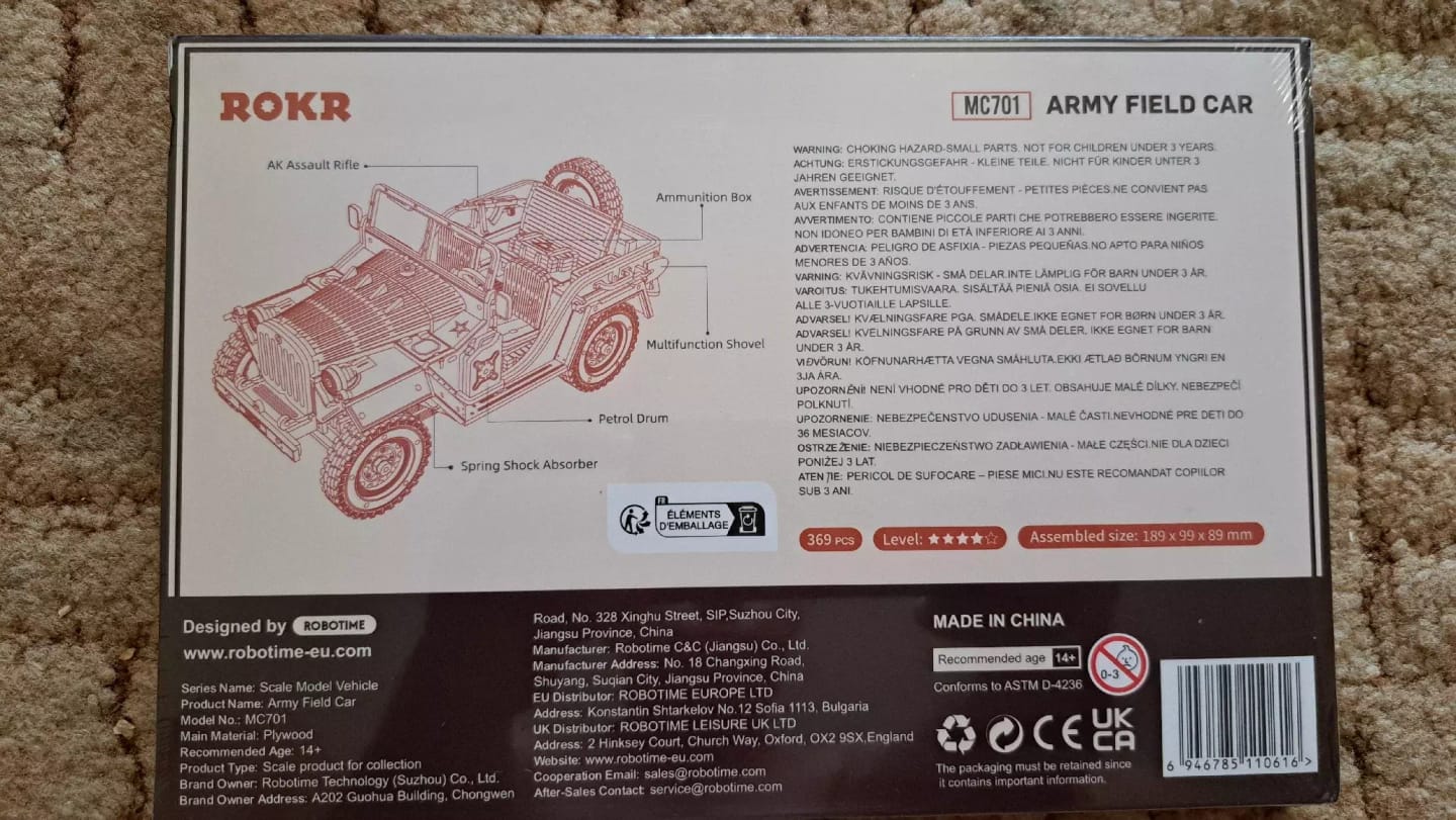 Customer photo review of ROKR Army Jeep Scale Model 3D Wooden Puzzle
