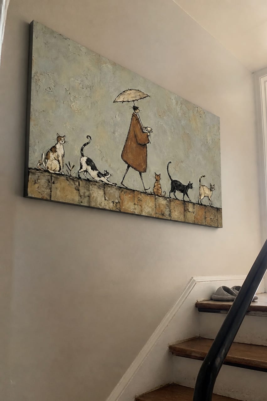 Customer photo review of Modern Folk Art｜Rainy Cat Procession