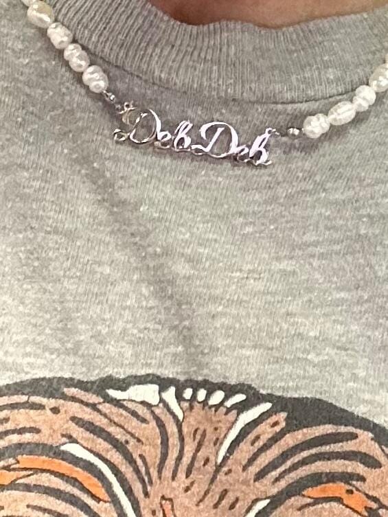 Customer photo review of Custom Pearl Name Necklace