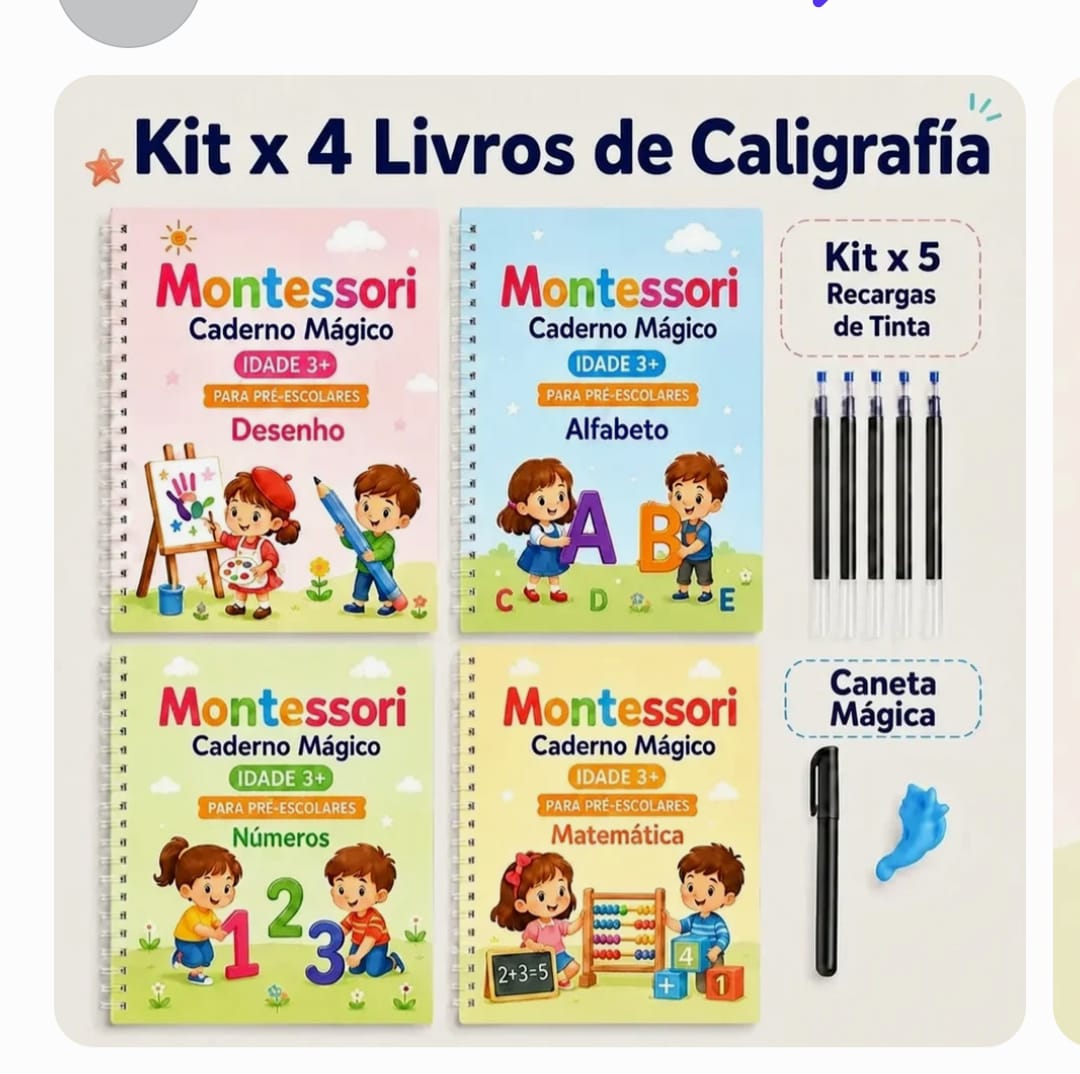 Customer photo review of Kit x 4 livros de caligrafia e tinta mágica reutilizável
