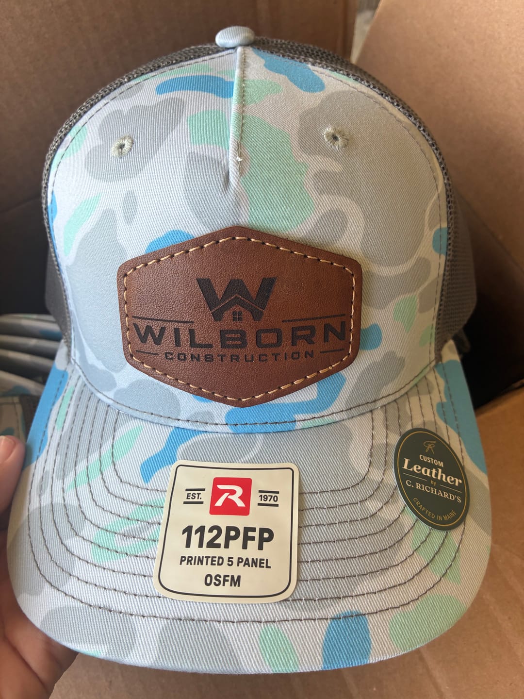 Customer photo review of Richardson 112PFP Camo Custom Leather Patch Hat