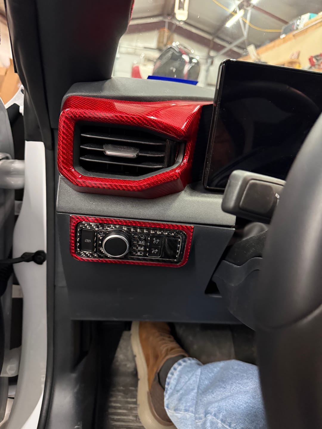 Customer photo review of Real Carbon Fiber Driver Side Dashboard AC vent Trim Cover for 2024+ Ford Mustang