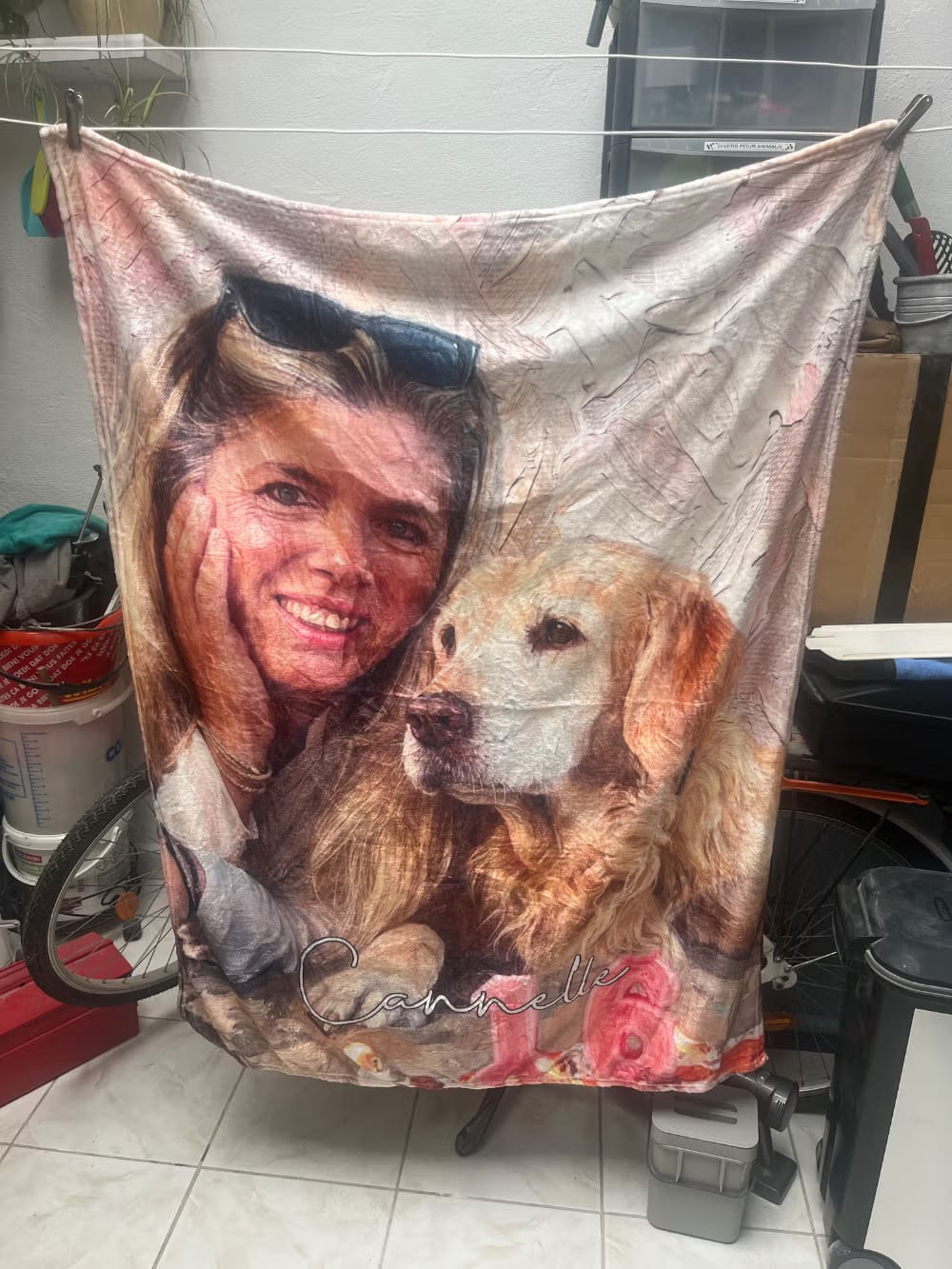 Customer photo review of Personalized Oil Painting Style Pet Photo Soft Throw Blanket with Name Home Decor Birthday Pet Memorial Gift for Pet Lovers