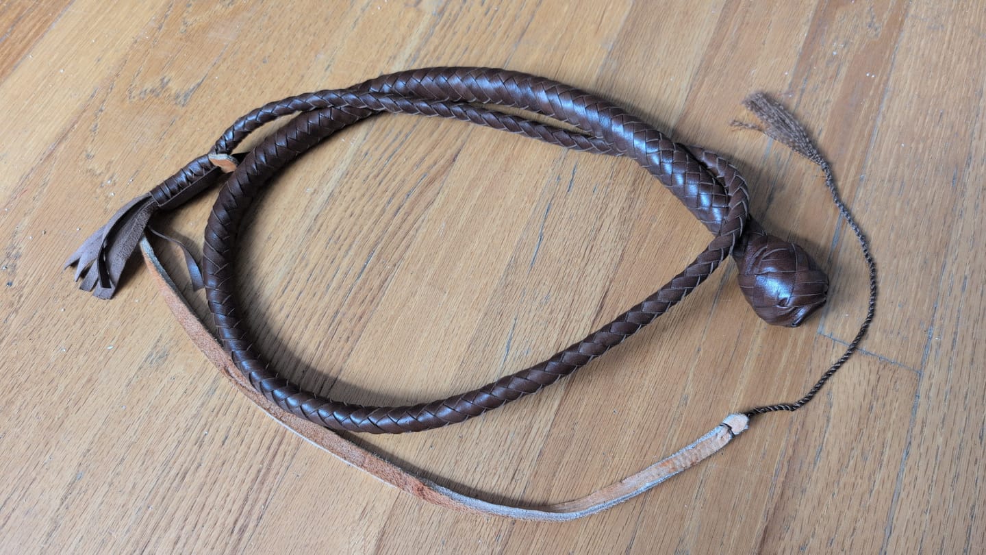 Customer photo review of Kangaroo Hide Shot Loaded Snake Whip 12 Strands Dark Brown | 4, 5, 6 & 8 Feet