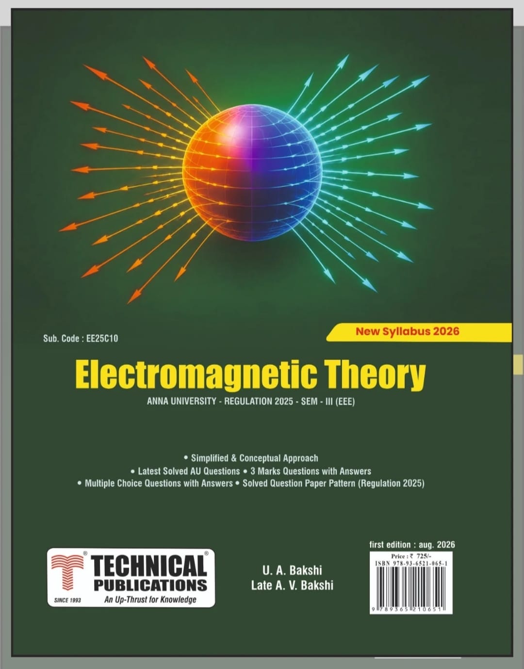 Customer photo review of Electromagnetic Theory for BE Anna University R25 CBCS (III - EEE - EE25C10)