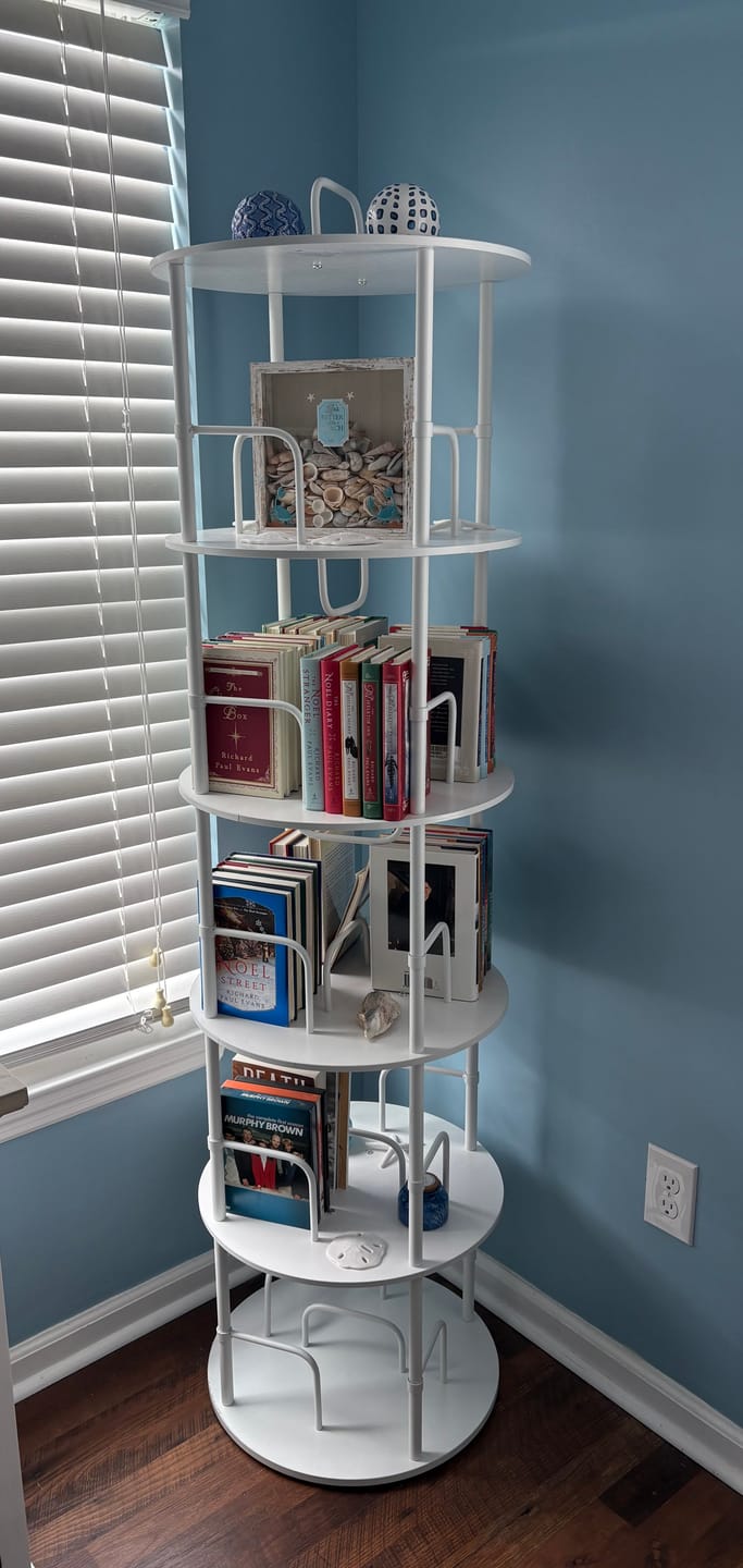 Customer photo review of Flycity 5-Tier White Rotating Bookshelf  With 360 ° Spinning Display