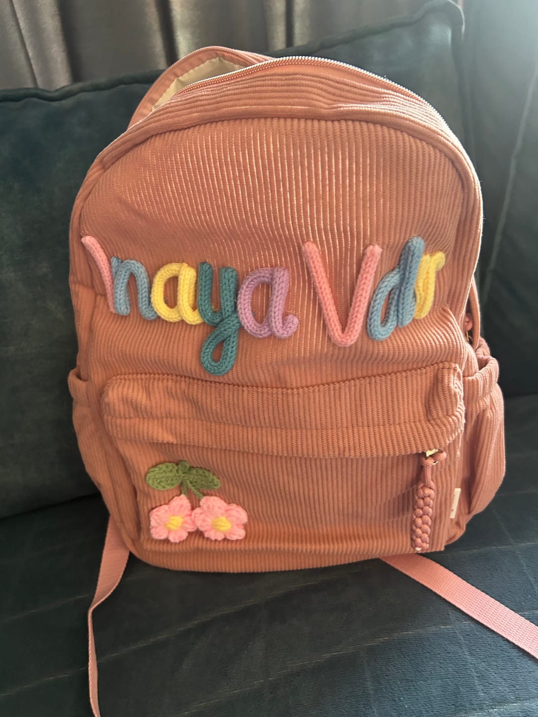 Customer photo review of K&C - Personalized Knitted Backpack